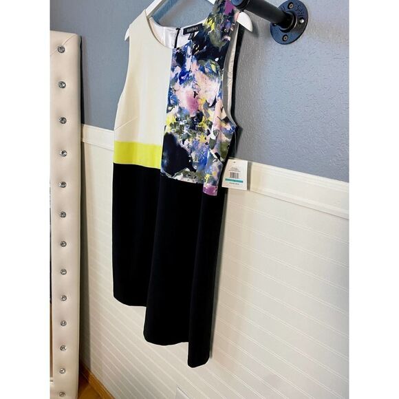 Ellen Tracy Plus size Color Block Floral A-Line Sleeveless Dress Size 16 NWT - Picture 3 of 9